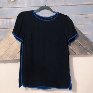 J.Crew Navy Silk Short Sleeved Top